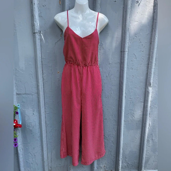 Hilary Macmillan Red Pin Stripe Jumpsuit Romper, size XS - Picture 1 of 11